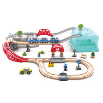 Jucarie din lemn – Set tren oras (48 piese)