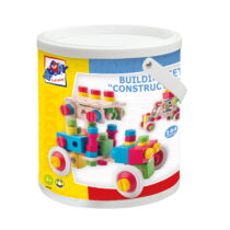 Jucarie din lemn – Set de constructie la galeata (144 piese)