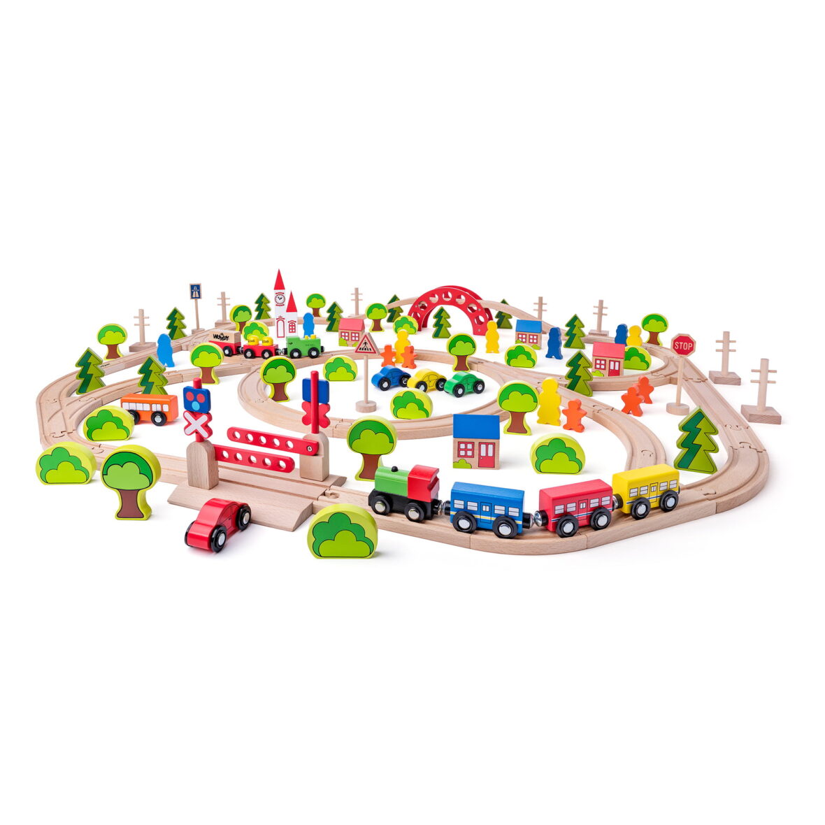 Jucarie din lemn – Set tren maxi (120 piese)