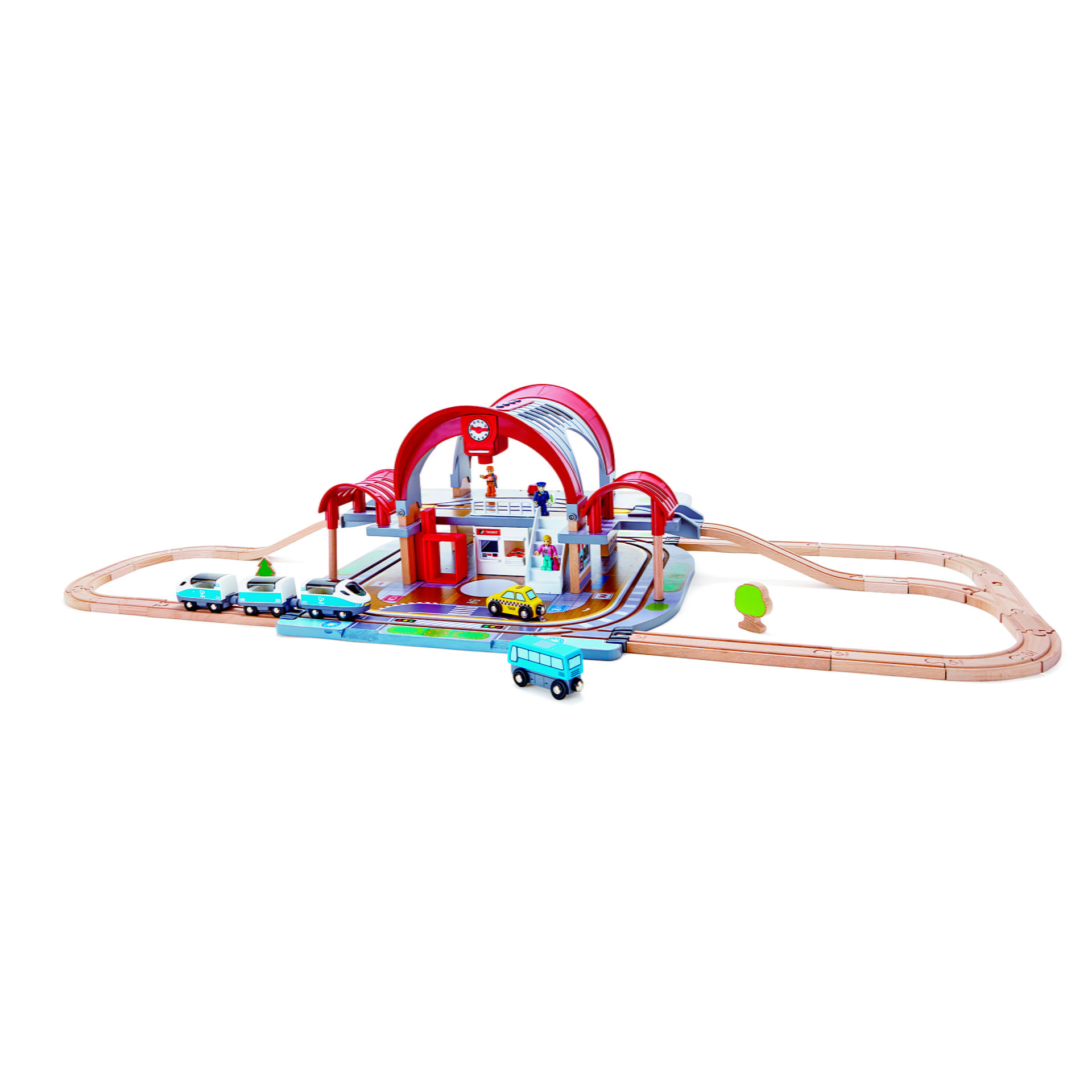Jucarie din lemn – Set Gara Centrala (45 piese)