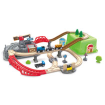 Jucarie din lemn – Set tren constructii (50 piese)