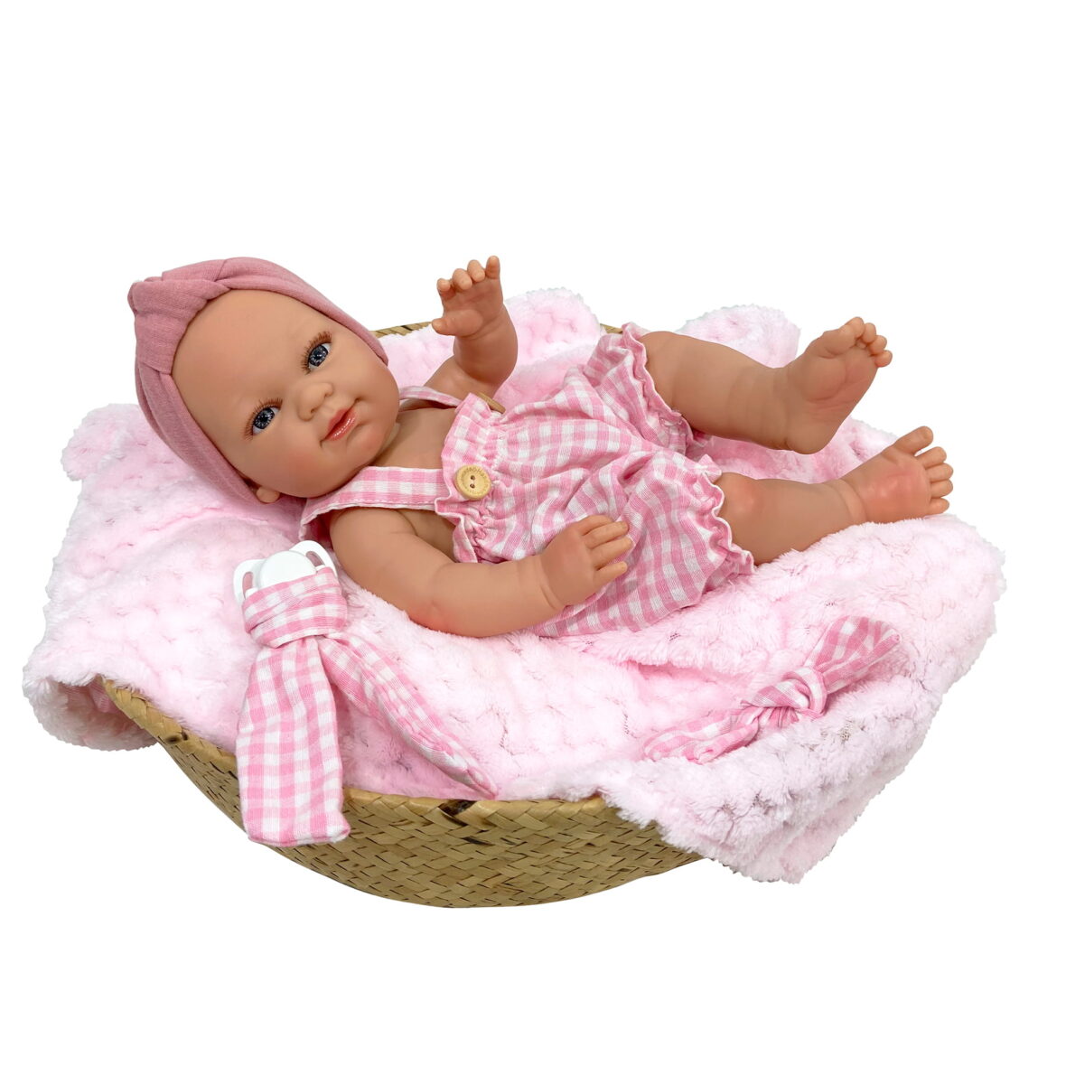 Papusa Nines D’Onil, Vichy, bebelus, cu hainute roz, cu miros de vanilie, 37 cm