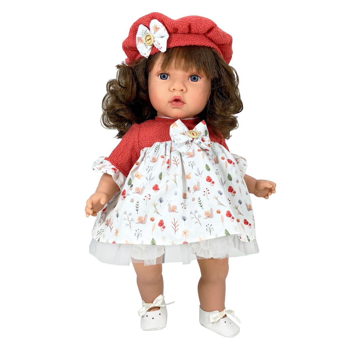 Papusa Nines D’Onil, Susette Paris, cu parul saten, cu sunete, cu miros de vanilie, 45 cm