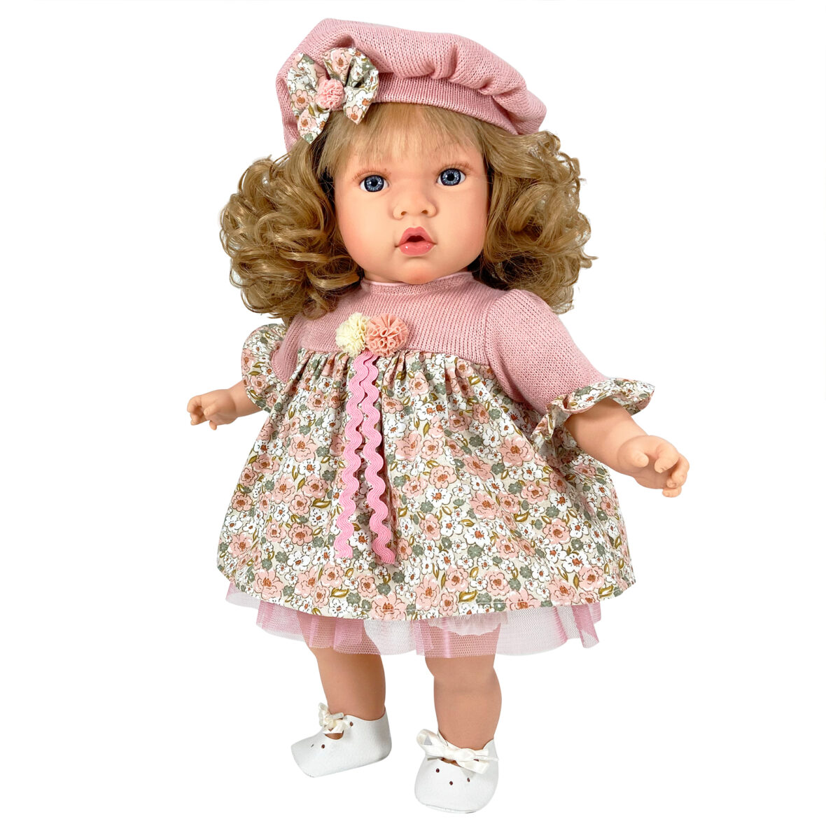Papusa Nines D’Onil, Susette Paris, cu parul blond, cu sunete, cu miros de vanilie, 45 cm