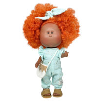 Papusa Nines D’Onil, Mia, cu parul portocaliu cret, Afro, cu articulatii, cu miros de vanilie, 30 cm