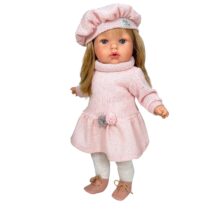 Papusa Nines D’Onil, Tita Lana, cu sunete, cu parul blond, cu rochie roz, cu miros de vanilie, 45 cm