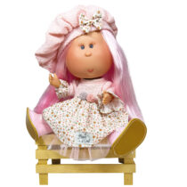 Papusa Nines D’Onil, Colectia Little Mia, cu parul roz, 23 cm