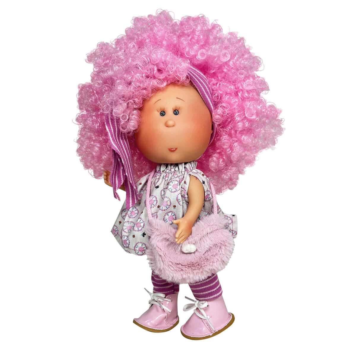 Papusa Nines D’Onil, Colectia Little Mia, cu parul roz cret, 23 cm