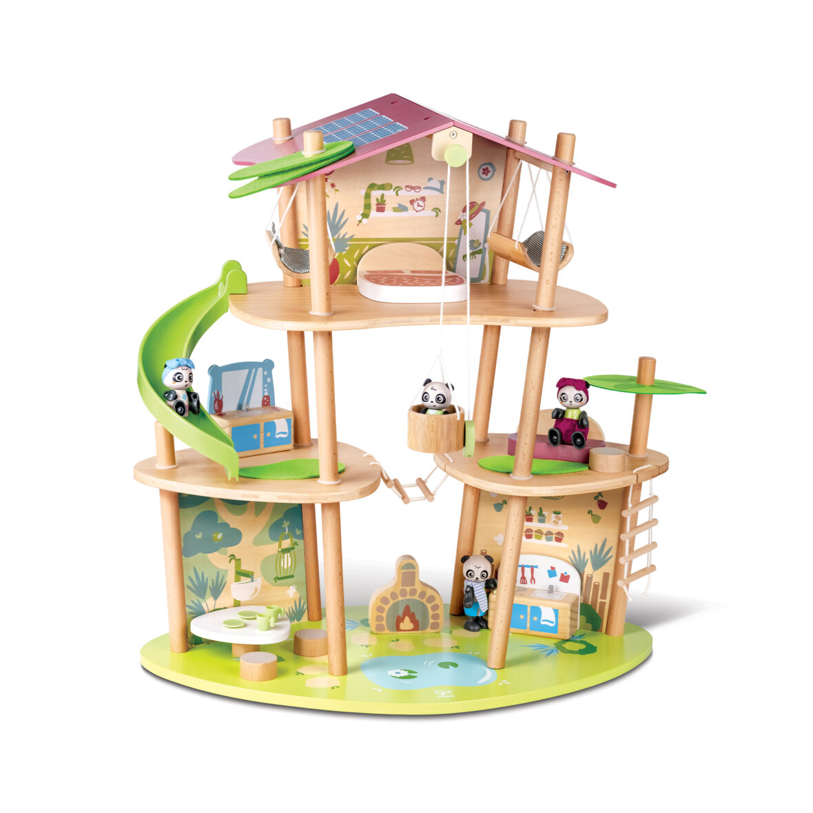 Jucarie din bambus – Casa ursilor Panda (25 piese)