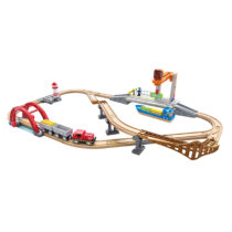 Jucarie din lemn – Set de transport maritim si feroviar (38 piese)