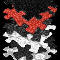 Covoras ortopedic senzorial puzzle Set  Rosu si Negru pentru bebelusi Muffik