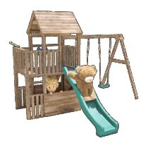 Complex de joaca BalconyFort ™ Single Swing, tobogan verde, Dunster House