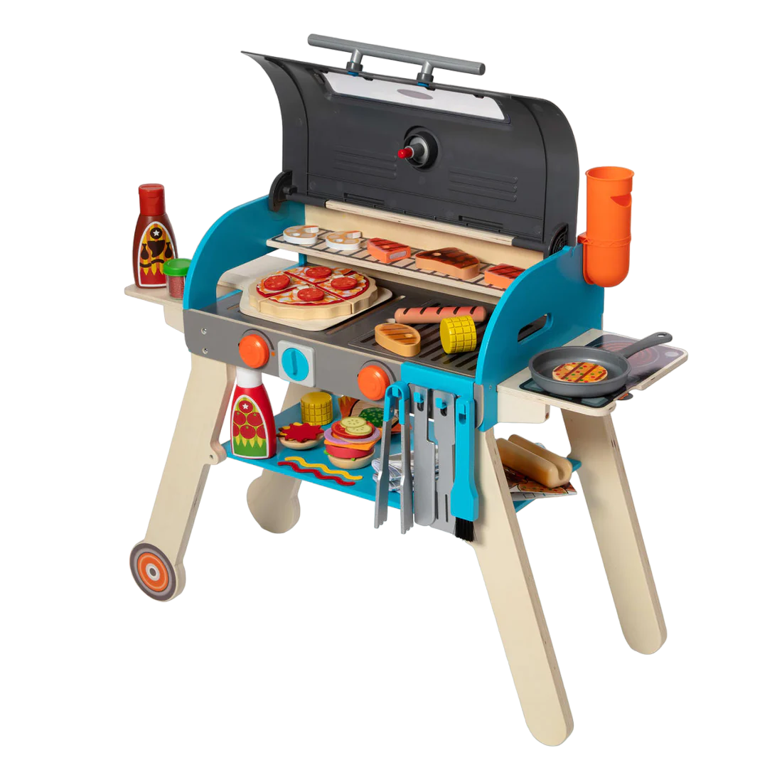 Set de joaca din lemn cu accesorii Grill si Pizza Set de joaca din lemn cu accesorii Grill si Pizza