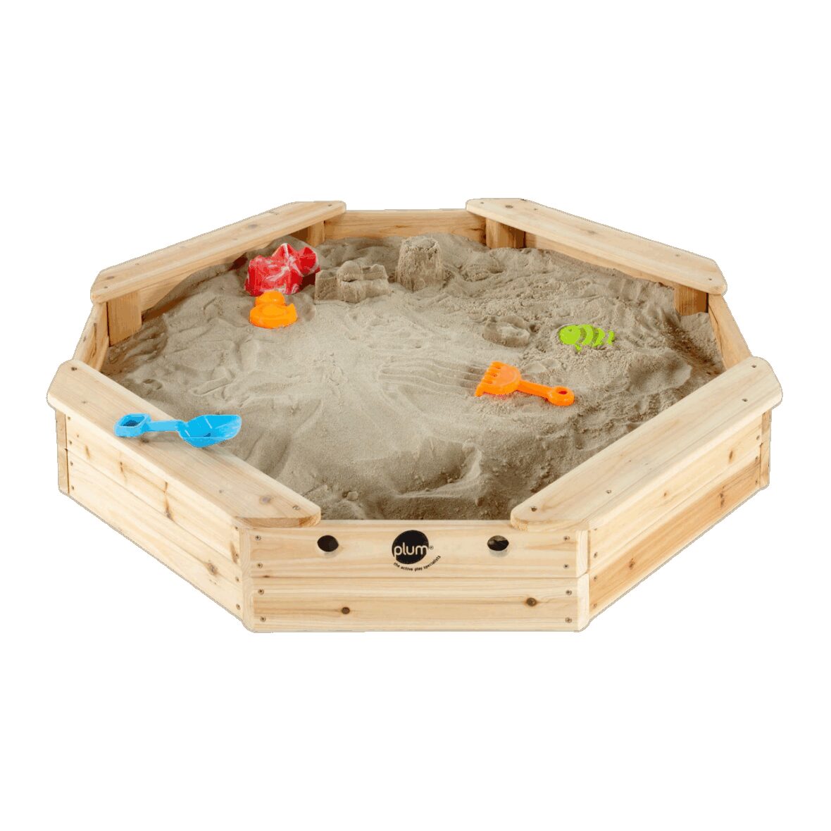 Cutie hexagonala din lemn pentru nisip Treasure Beach 104×104 cm, cu prelata
