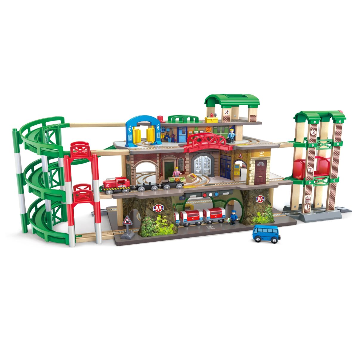 Jucarie din lemn – Tren pe 3 nivele (58 piese)