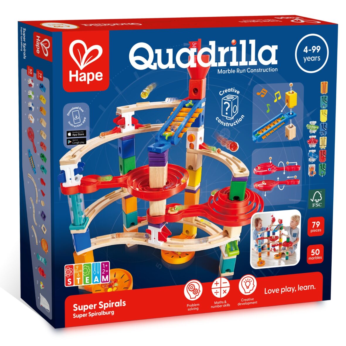 Jucarie copii Quadrilla – circuit cu bile – Super spirala (129 piese)