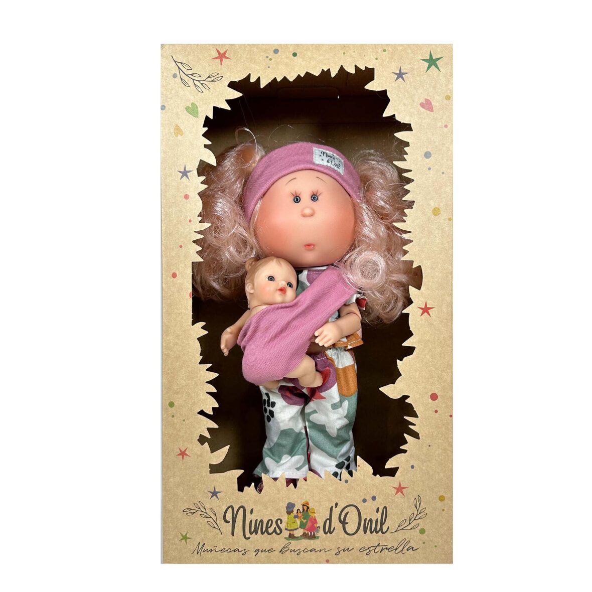 Papusa Nines D’Onil, Mia, cu parul blond, cu bebe, cu articulatii, cu miros de vanilie, 30 cm-4